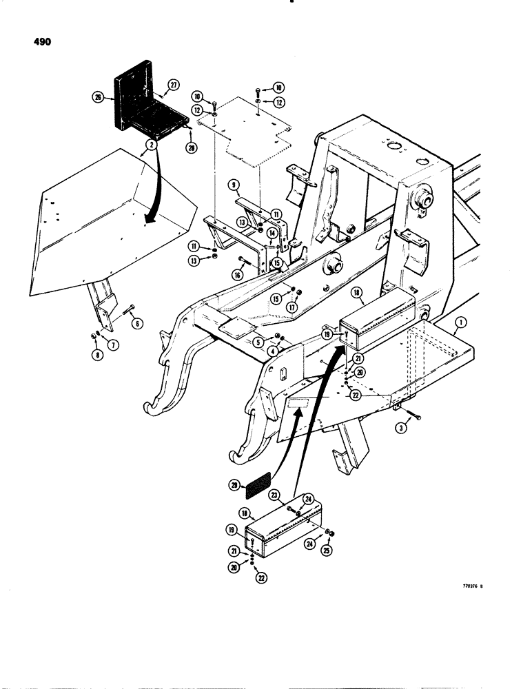 Схема запчастей Case 580C - (490) - FENDERS, STEP AND TOOL BOX (09) - CHASSIS/ATTACHMENTS
