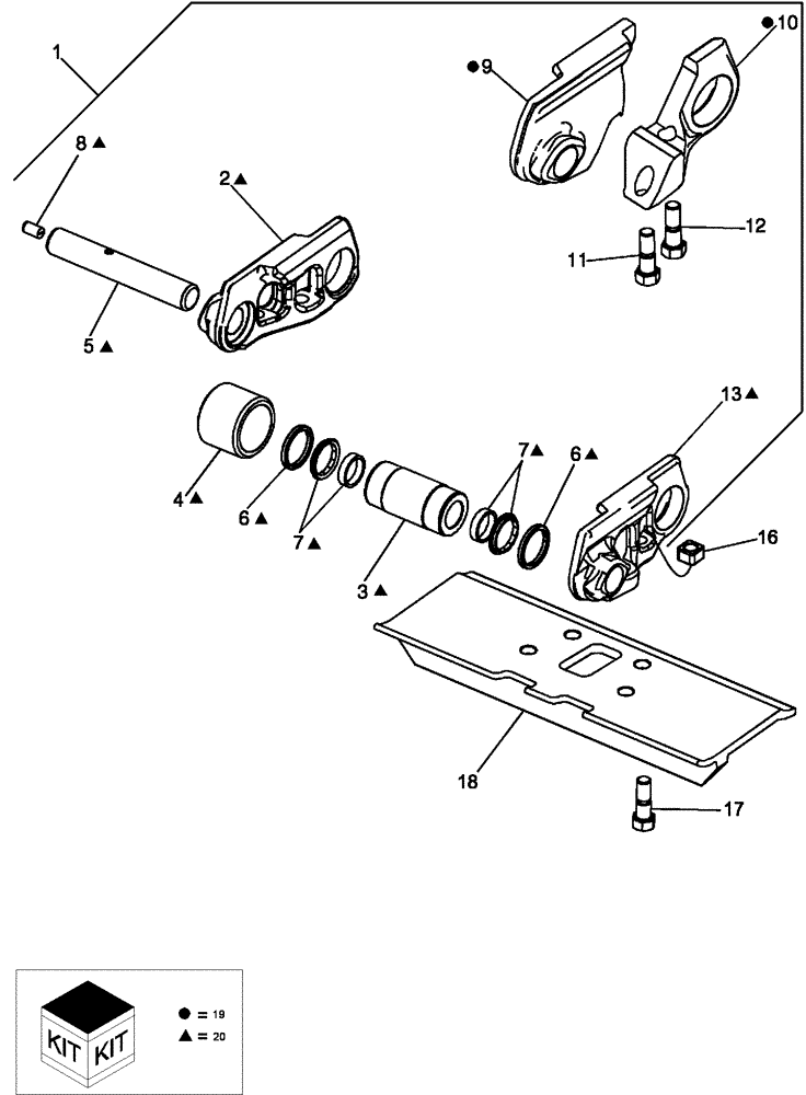 Схема запчастей Case 650L - (48.100.05) - TRACK CHAIN, EXTENDED LIFE (CELT) OPEN GROUSER - 20 INCH 39 LINK (48) - TRACKS & TRACK SUSPENSION