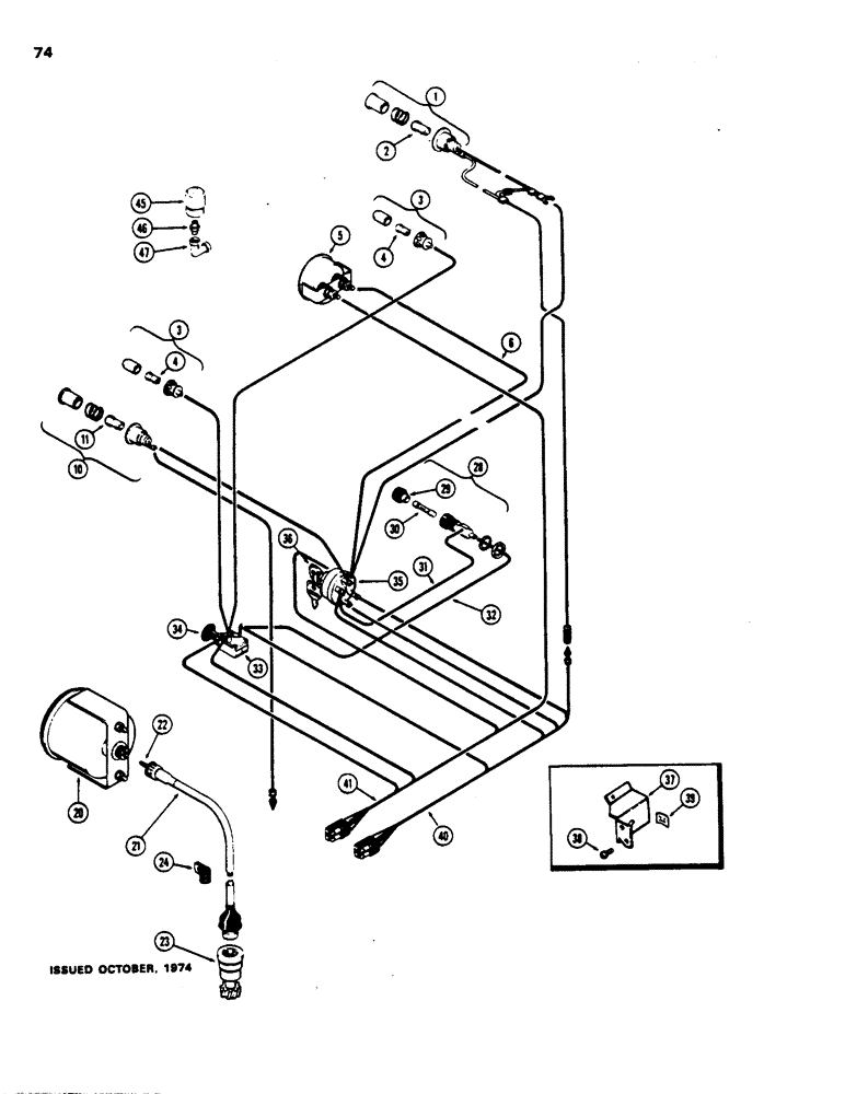 Схема запчастей Case 480B - (074) - INSTRUMENTS AND WIRING, (188) DIESEL ENGINE 