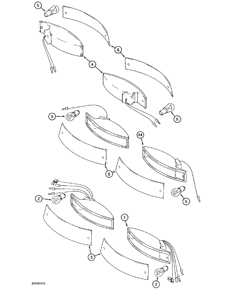Схема запчастей Case 590L - (4-38) - CAB TRACTOR LAMPS, STOP AND TAIL LAMPS AND, TURN SIGNAL AND FLASHER LAMPS (04) - ELECTRICAL SYSTEMS