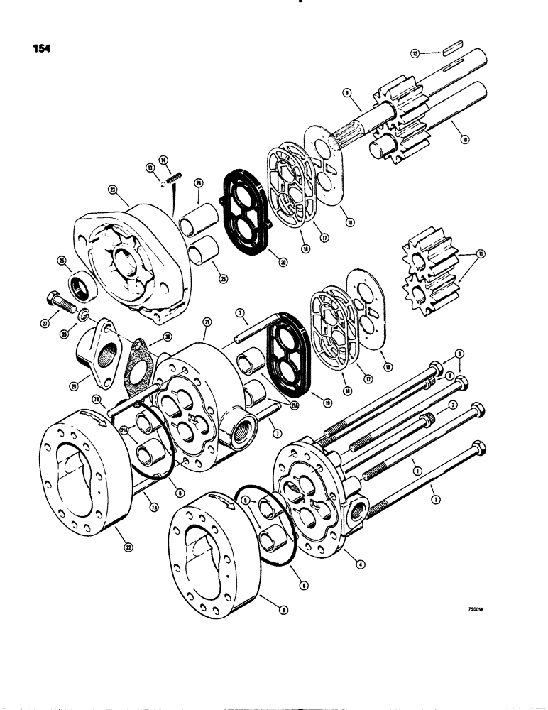 Схема запчастей Case 1845 - (154) - D82186 AND D71203 DUAL PUMP (35) - HYDRAULIC SYSTEMS