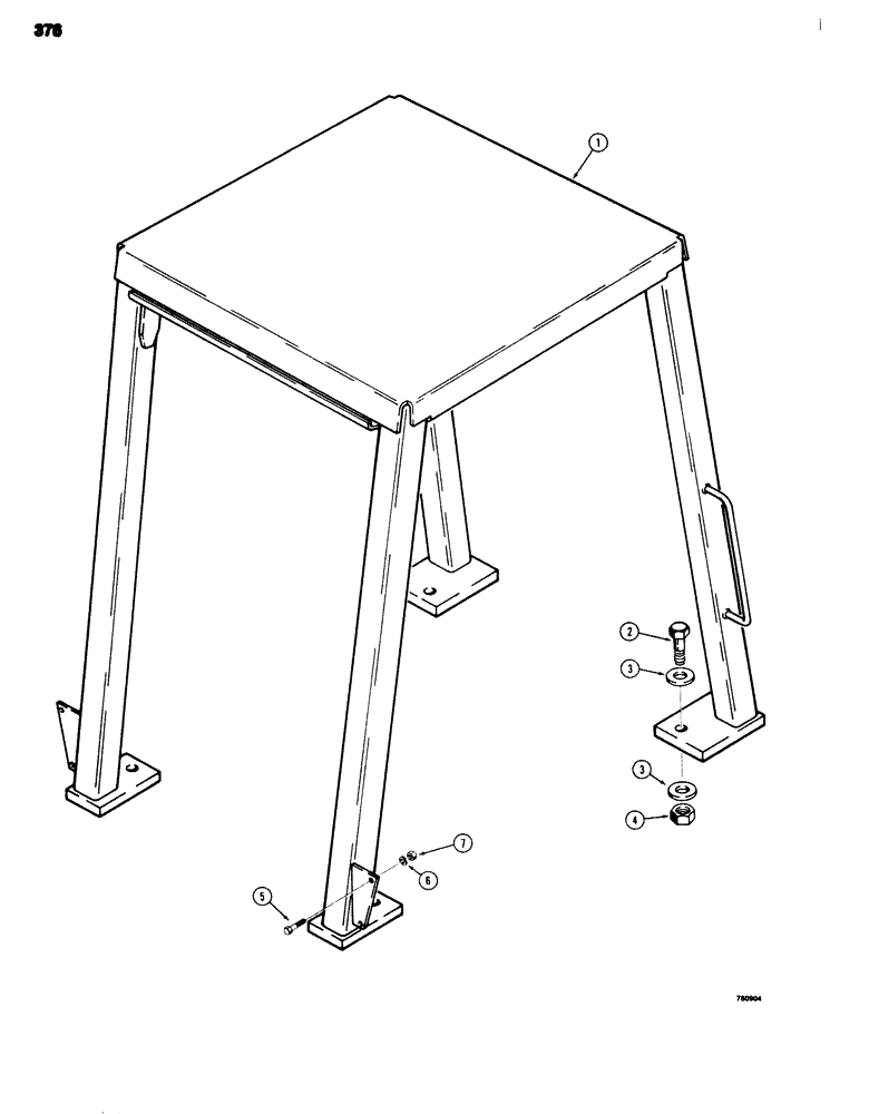 Схема запчастей Case 680G - (376) - ROPS CANOPY (09) - CHASSIS/ATTACHMENTS