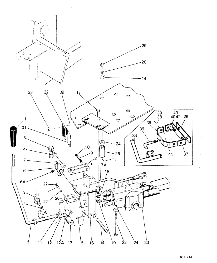 Схема запчастей Case 580F - (172) - LOADER CONTROL LEVERS, 2 SPOOL (35) - HYDRAULIC SYSTEMS
