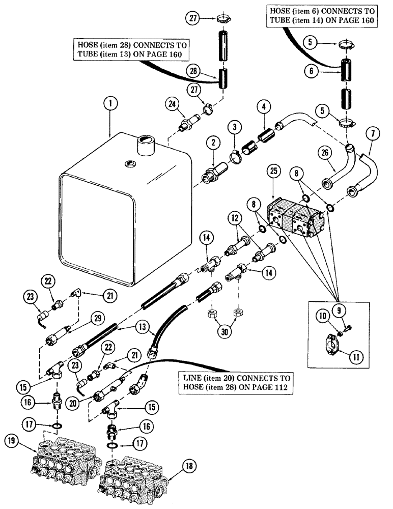 Схема запчастей Case 980 - (146) - RESERVOIR TO PUMP (07) - HYDRAULIC SYSTEM