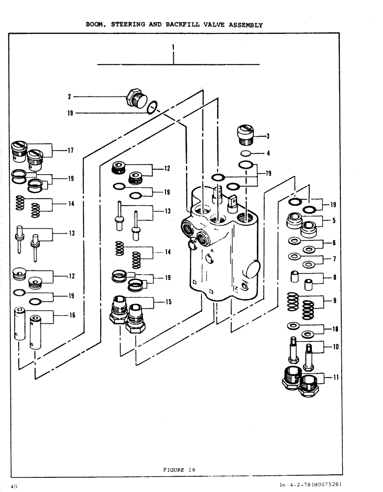 Схема запчастей Case DAVIS - (40) - BOOM, STEERING AND BACKFILL VALVE ASSEMBLY 