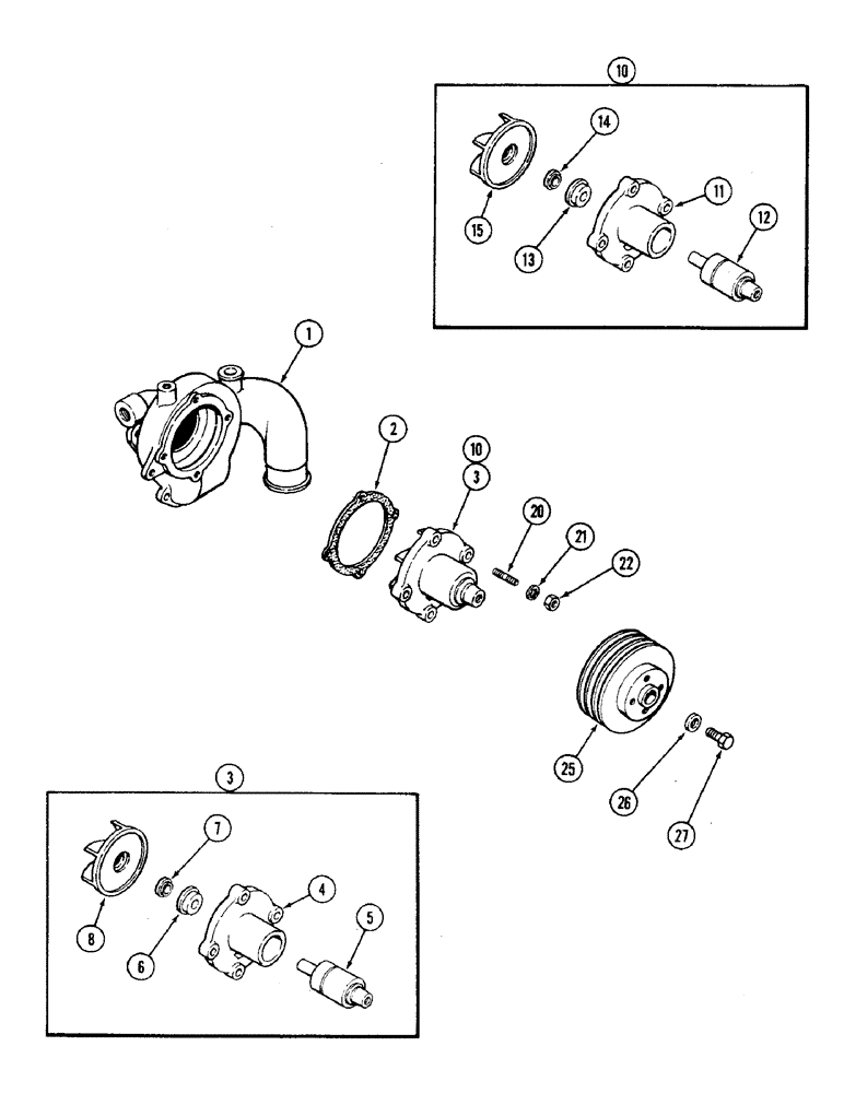 Схема запчастей Case 475 - (042) - WATER PUMP, 336DB DIESEL ENGINE (10) - ENGINE