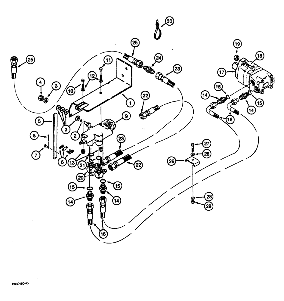 Схема запчастей Case CASE - (8-10) - TRENCHER CONTROL VALVE MOUNTING AND DRIVE CIRCUIT (08) - HYDRAULICS