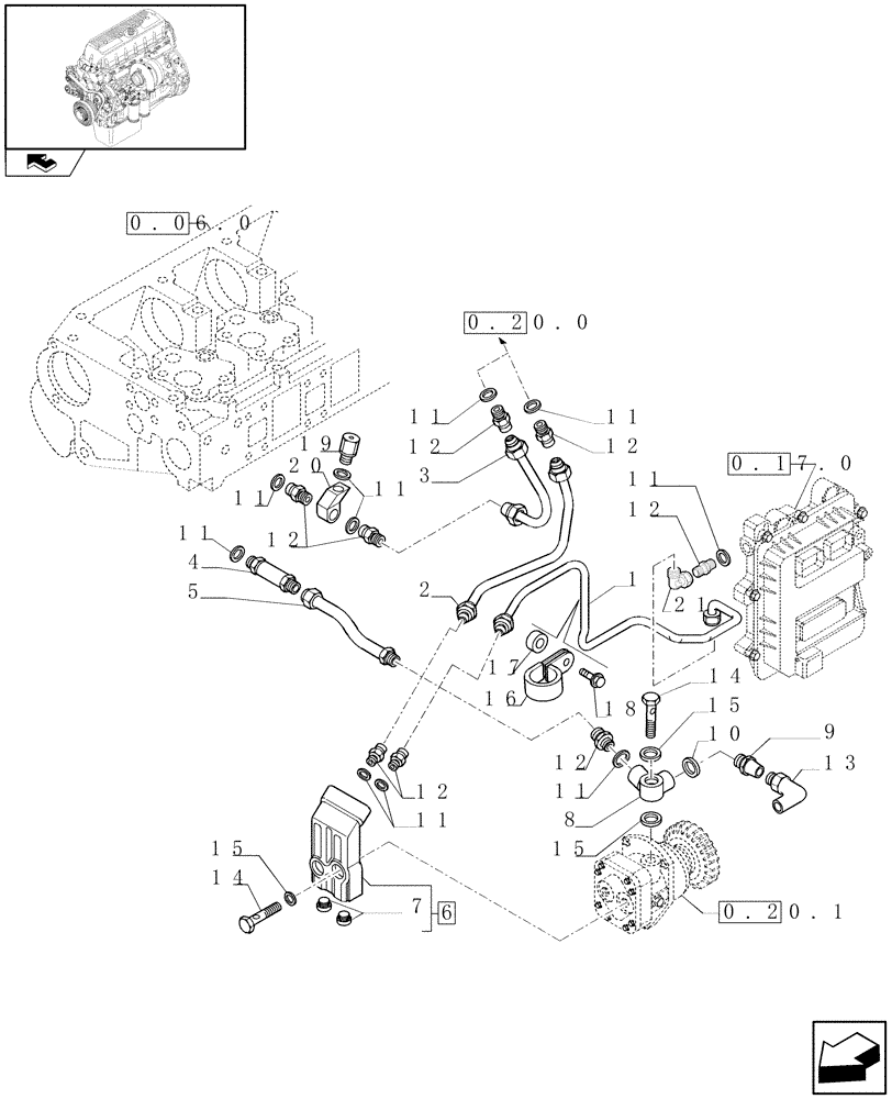 Схема запчастей Case F3AE0684P E909 - (0.20.3) - FUEL LINES & RELATED PARTS (504139466 - 504196117 - 504078280 - 504055384 - 504055372/81) 