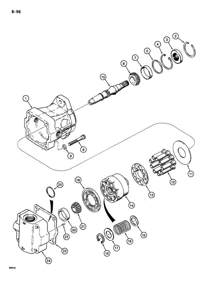 Схема запчастей Case CASE - (6-096) - GROUND DRIVE MOTOR (06) - POWER TRAIN