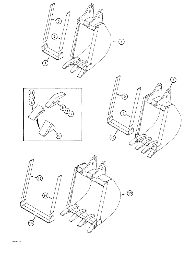 Схема запчастей Case 760 - (09-040) - BACKHOE BUCKETS (84) - BOOMS, DIPPERS & BUCKETS