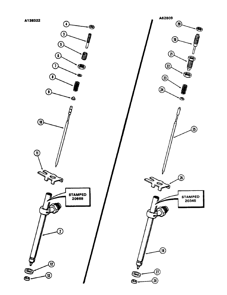 Схема запчастей Case 600 - (057A) - INJECTOR NOZZLES, (336BDT) DIESEL ENGINE, A138322 NOZZLE, FIRST USED ENGINE SERIAL NUMBER 2581421 (02) - FUEL SYSTEM
