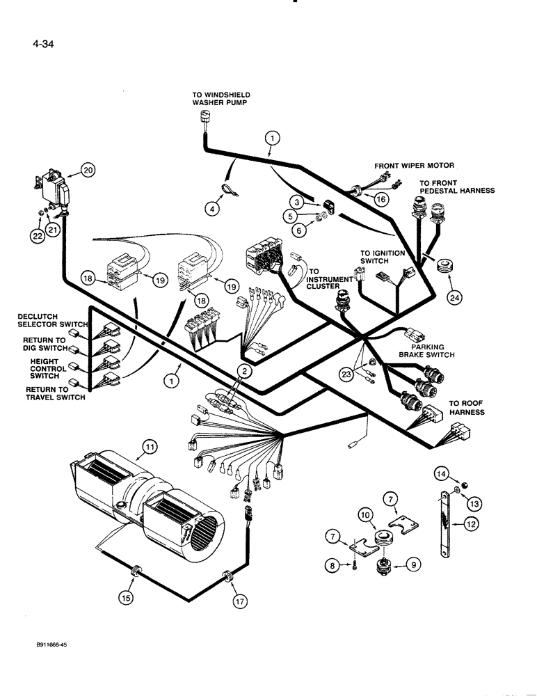 Схема запчастей Case 821 - (4-034) - MAIN CAB HARNESS, TRANSMISSION CONTROL, *P.I.N. JAK0024165 AND AFTER (04) - ELECTRICAL SYSTEMS