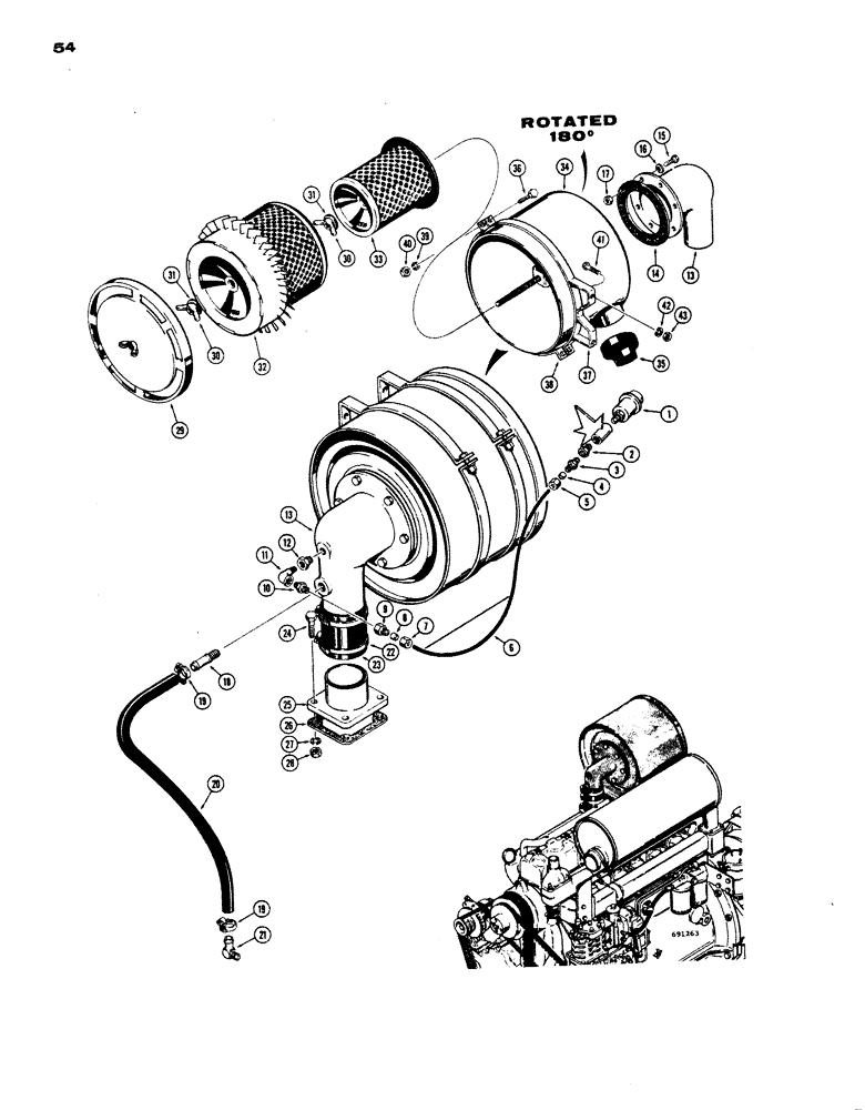 Схема запчастей Case W24 - (054) - AIR CLEANER AND RELATED PARTS (02) - ENGINE