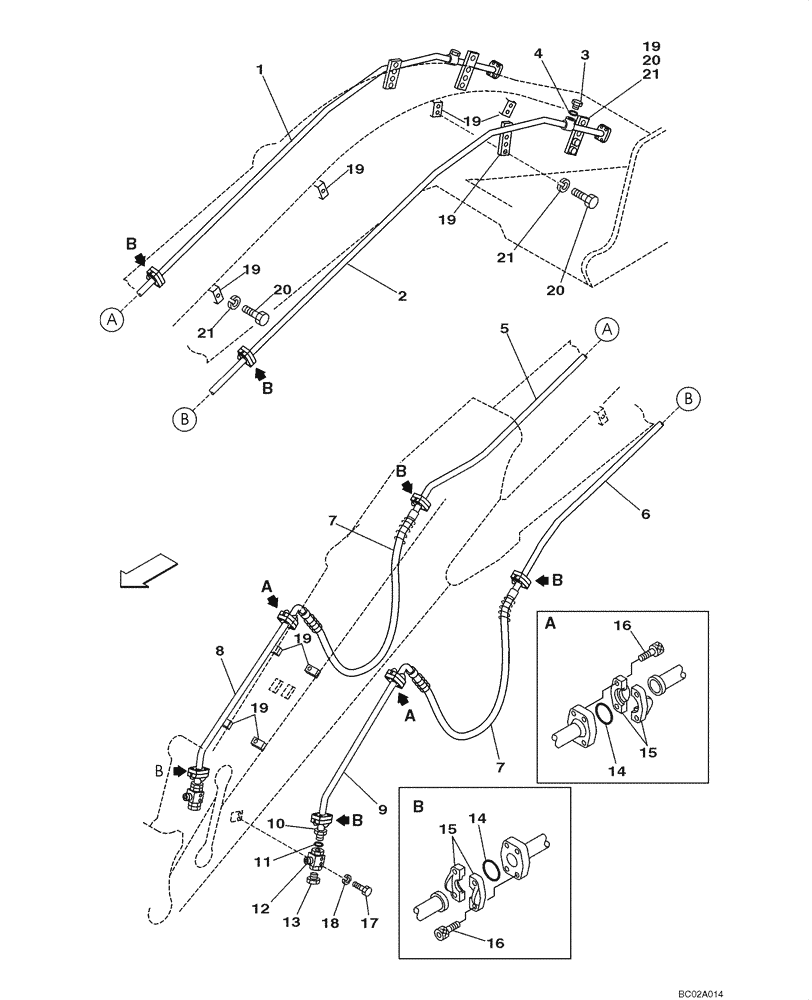 Схема запчастей Case CX290 - (08-64A) - HYDRAULICS - AUXILIARY ATTACHMENT (08) - HYDRAULICS