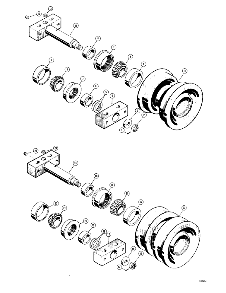 Схема запчастей Case 1000D - (170) - TRACK ROLLERS, D32700 TRACK ROLLER (SINGLE FLANGE), USED ON TRAC. SN 7104771 & AFTER (04) - UNDERCARRIAGE