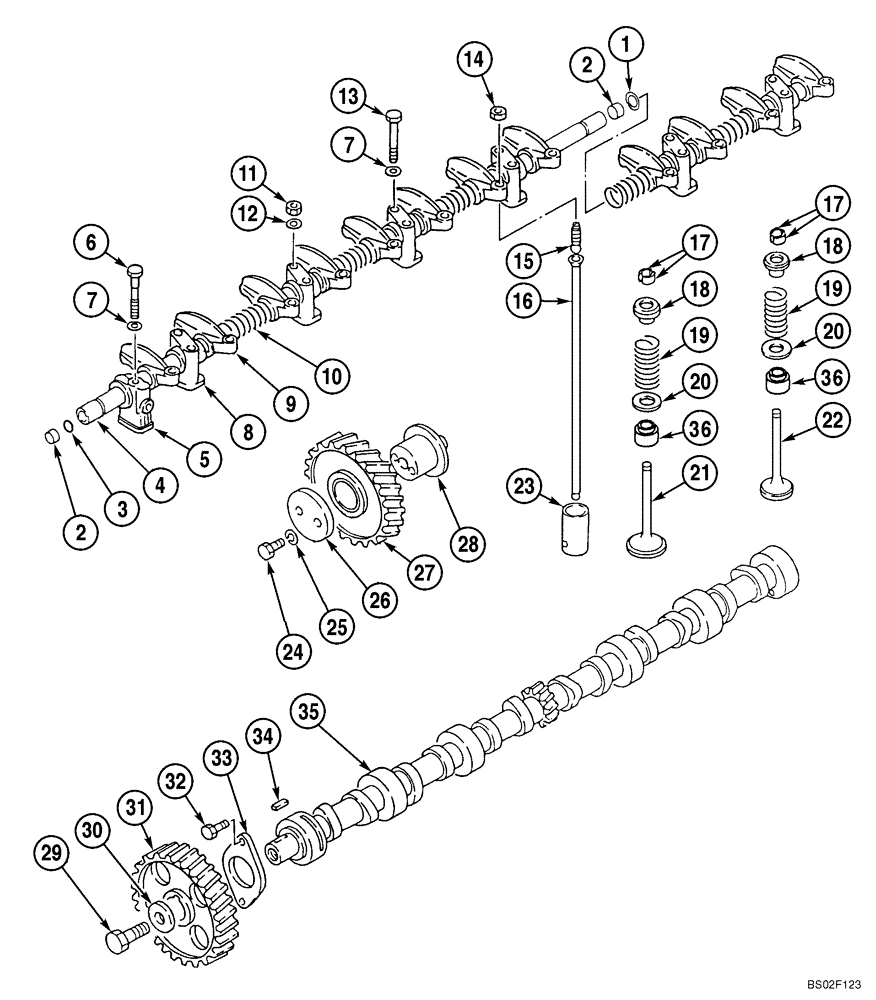 Схема запчастей Case CX210N - (02-19) - CAMSHAFT - VALVE MECHANISM (02) - ENGINE
