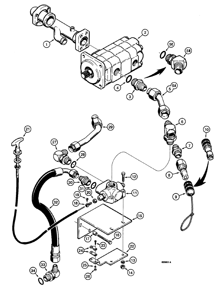 Схема запчастей Case W14 - (472) - BACKHOE HYDRAULIC CIRCUIT, PUMP TO RELIEF VALVE (08) - HYDRAULICS