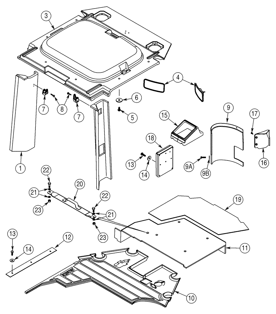 Схема запчастей Case 621D - (09-36) - CAB - INTERIOR (09) - CHASSIS