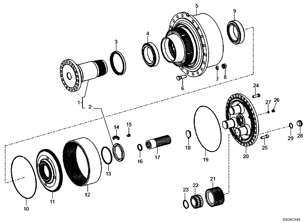 Схема запчастей Case 335B - (32A00010657[001]) - CARRIER HUB, WHEEL REDUCTION GEAR (87470723) (11) - AXLES/WHEELS