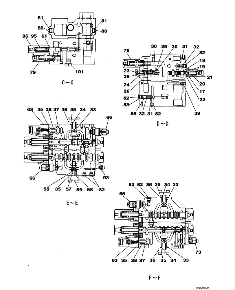 Схема запчастей Case CX290B - (08-66) - KBJ11001 VALVE ASSY - CONTROL (08) - HYDRAULICS
