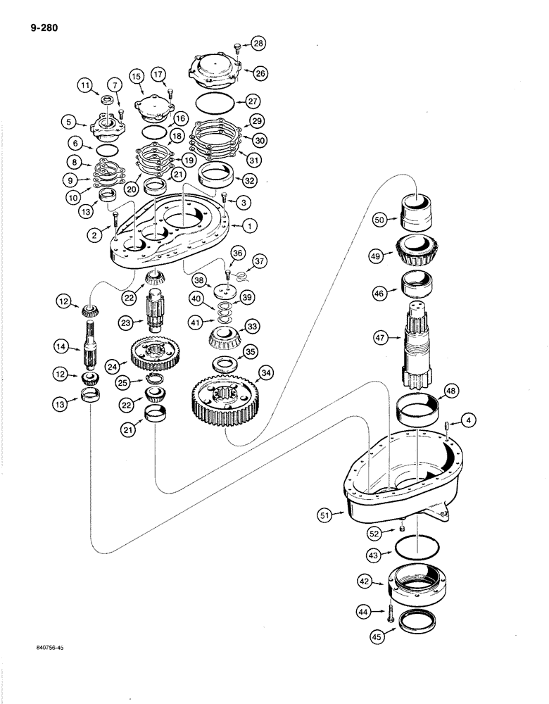 Схема запчастей Case 1080B - (9-280) - SWING GEARBOX (09) - CHASSIS