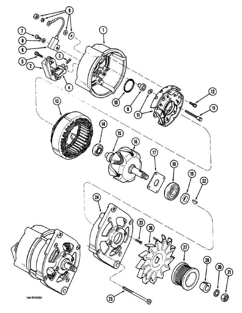 Схема запчастей Case 1088 - (4-02) - ALTERNATOR ASSEMBLY, 6T-590 ENGINE (04) - ELECTRICAL SYSTEMS