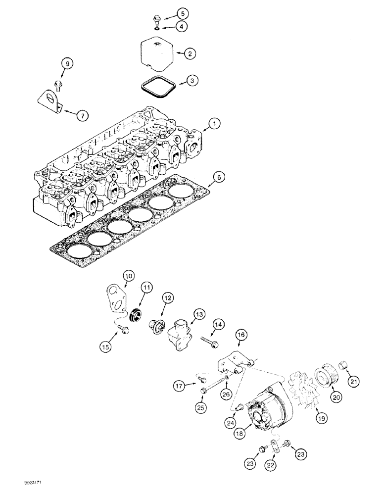Схема запчастей Case 9030 - (2-26) - CYLINDER HEAD COVER, 6T-590 ENGINE (02) - ENGINE