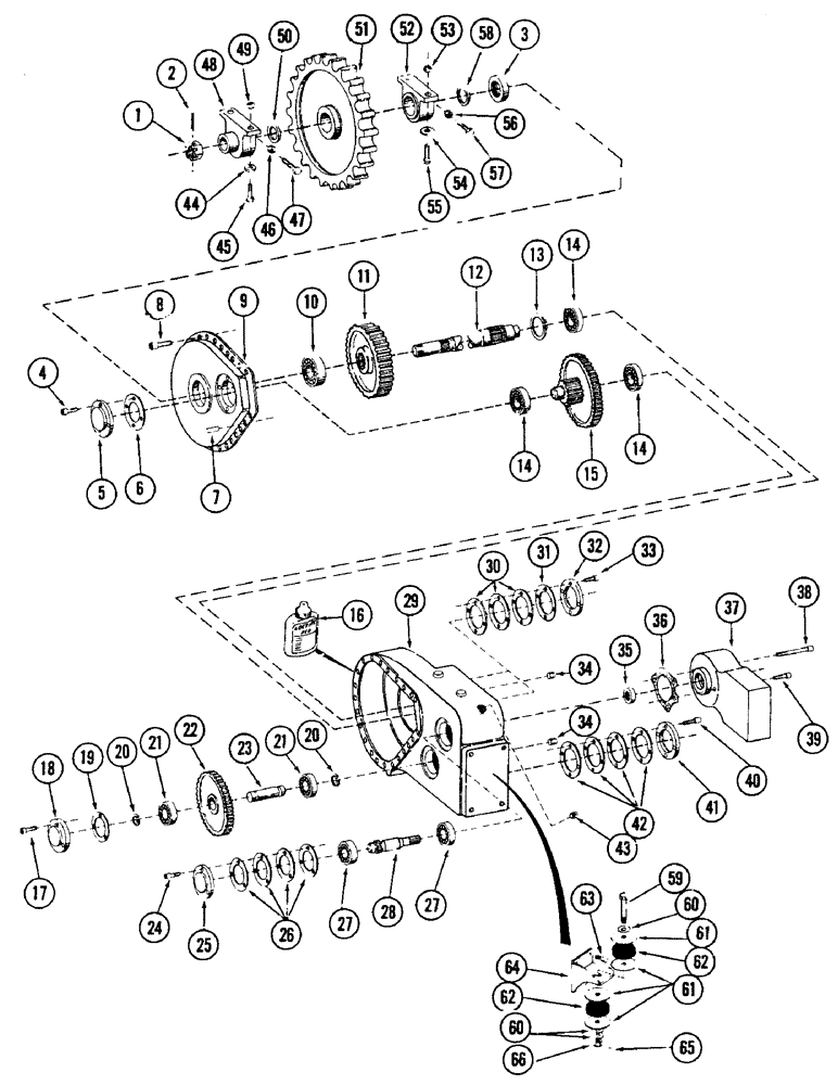 Схема запчастей Case 880 - (138) - FINAL DRIVE TRANSMISSION, (USED ON UNITS WITH SERIAL NUMBER 621158 AND AFTER) (03) - TRANSMISSION