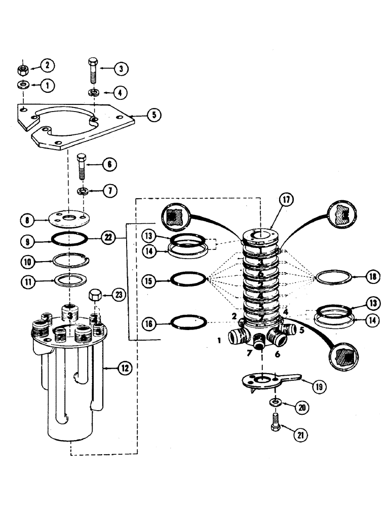 Схема запчастей Case 35 - (164) - 7-PORT SWIVEL AND RELATED PARTS (35) - HYDRAULIC SYSTEMS