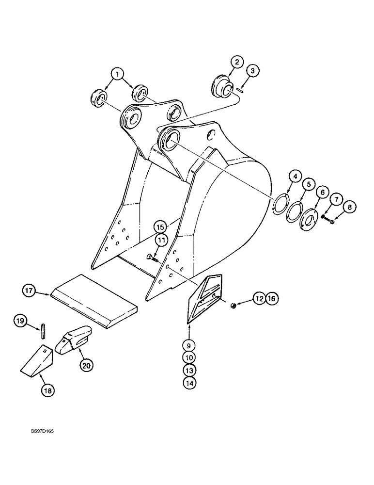 Схема запчастей Case 9020B - (9-098) - H & H BUCKETS, GENERAL PURPOSE AND HEAVY DUTY - STANDARD AND HIGH CAPACITY (09) - CHASSIS