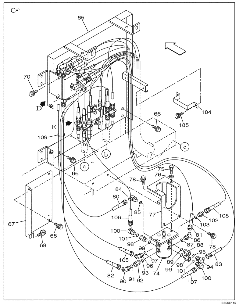 Схема запчастей Case CX800 - (08-030-02[01]) - HYDRAULIC CIRCUIT - HAND CONTROL PILOT (MODELS WITH CONTROL SELECTOR VALVE) (08) - HYDRAULICS