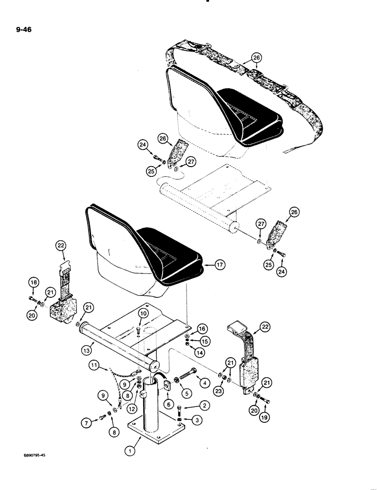 Схема запчастей Case 621 - (9-046) - SEAT AND MOUNTING PARTS, STANDARD SEAT (09) - CHASSIS/ATTACHMENTS