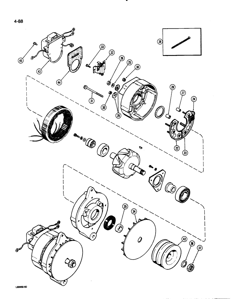 Схема запчастей Case 1450B - (4-088) - R36587 ALTERNATOR ASSEMBLY, MOTOROLA NO. 70D44025F01 (04) - ELECTRICAL SYSTEMS