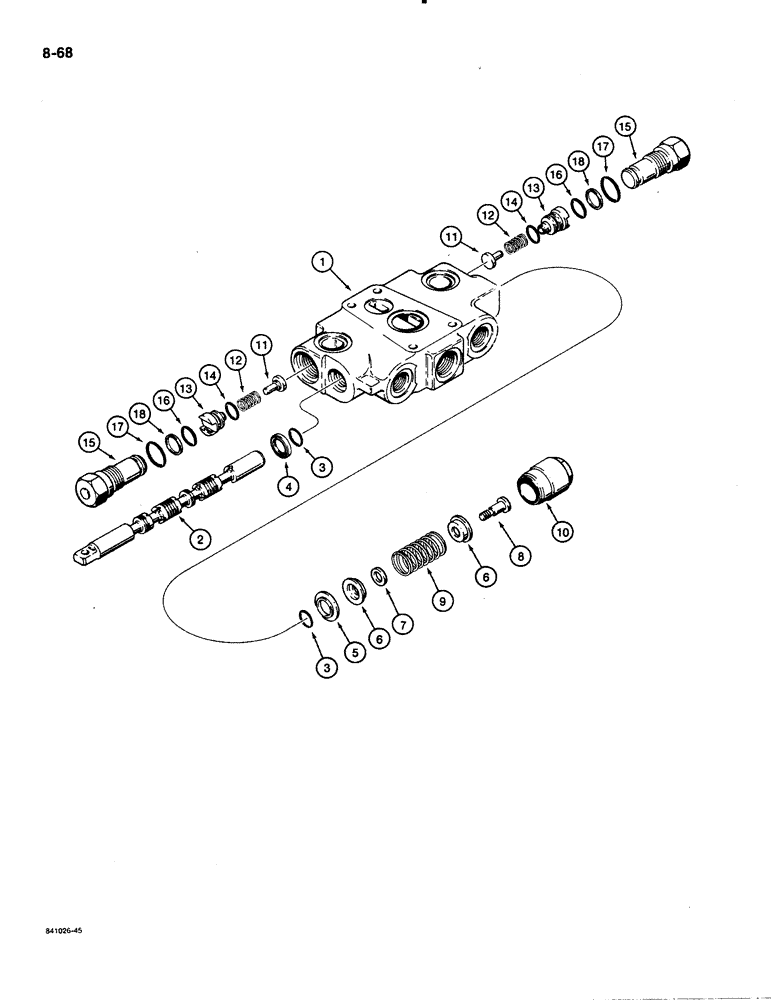 Схема запчастей Case 480E LL - (8-068) - CASE LOADER CONTROL VALVE - TWO SPOOL, BUCKET SECTION (08) - HYDRAULICS