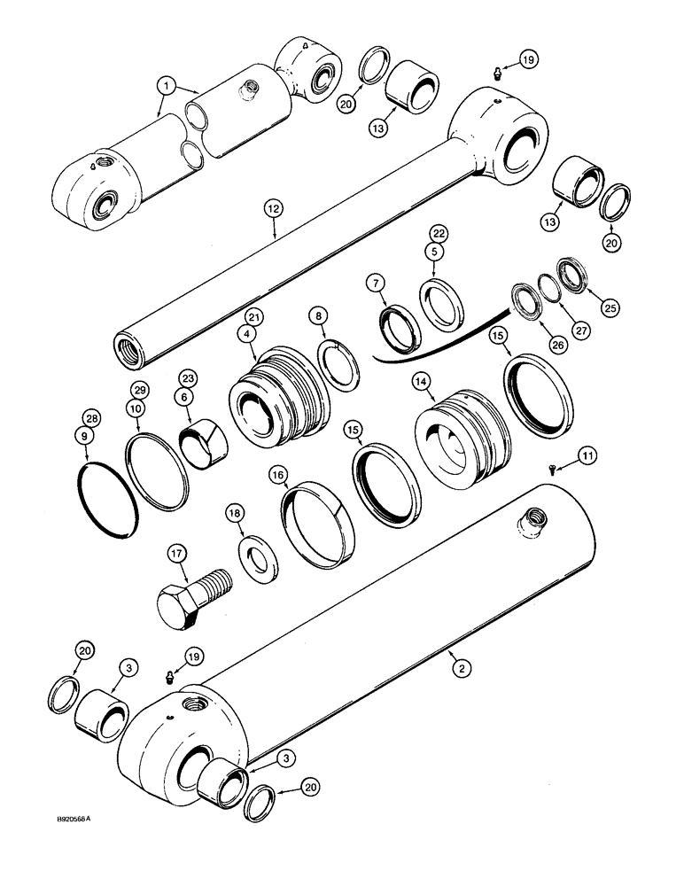 Схема запчастей Case 590 - (8-118) - 1994520C1 BACKHOE DIPPER CYLINDER (08) - HYDRAULICS