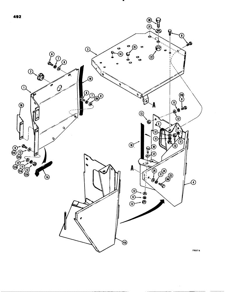 Схема запчастей Case 580C - (492) - BATTERY COMPARTMENT AND VALVE MOUNTING PLATE (09) - CHASSIS/ATTACHMENTS