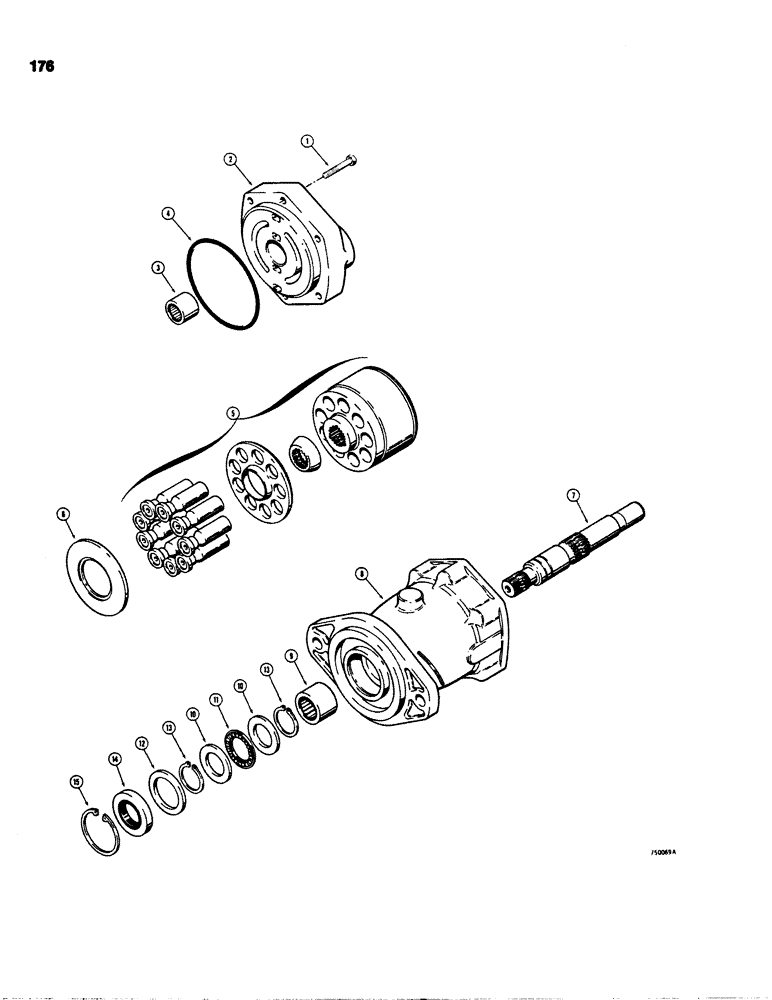 Схема запчастей Case 1845 - (176) - D74973 HYDROSTATIC MOTOR, CESSNA NO. 74418-DAV (35) - HYDRAULIC SYSTEMS