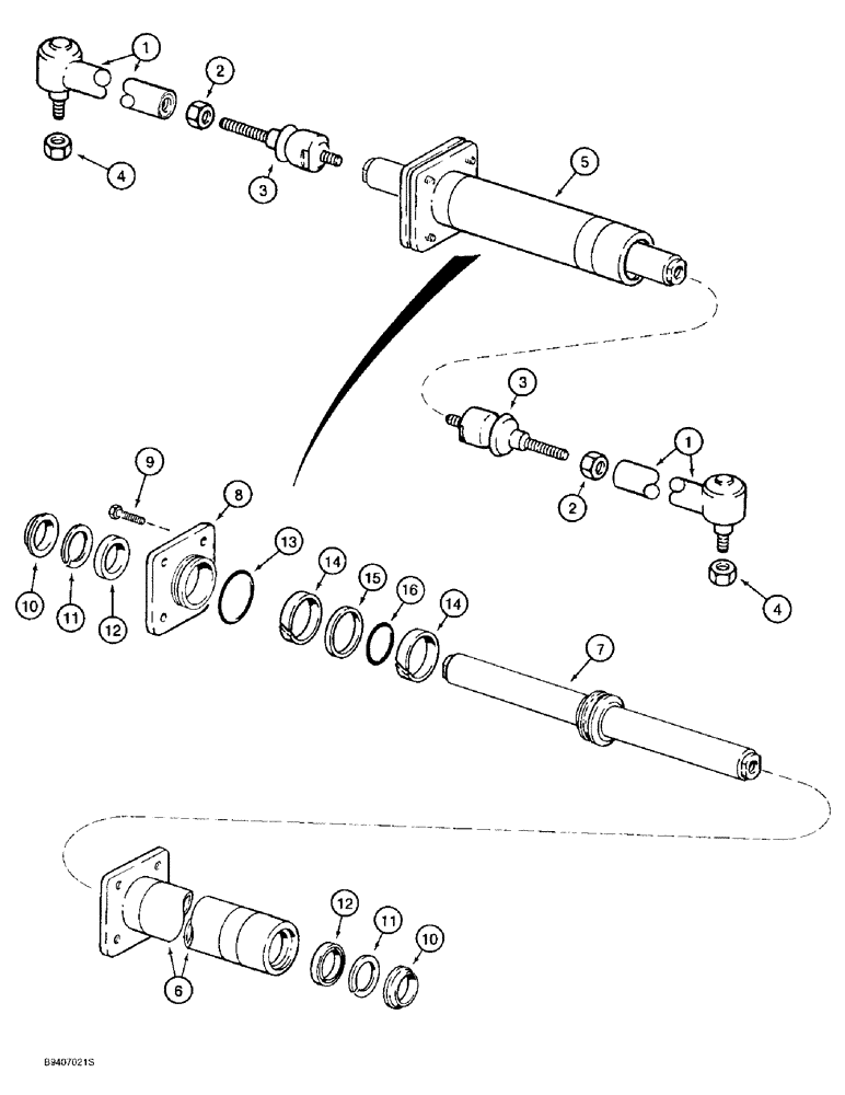 Схема запчастей Case 590L - (6-08) - FRONT DRIVE AXLE, STEERING CYLINDER (06) - POWER TRAIN