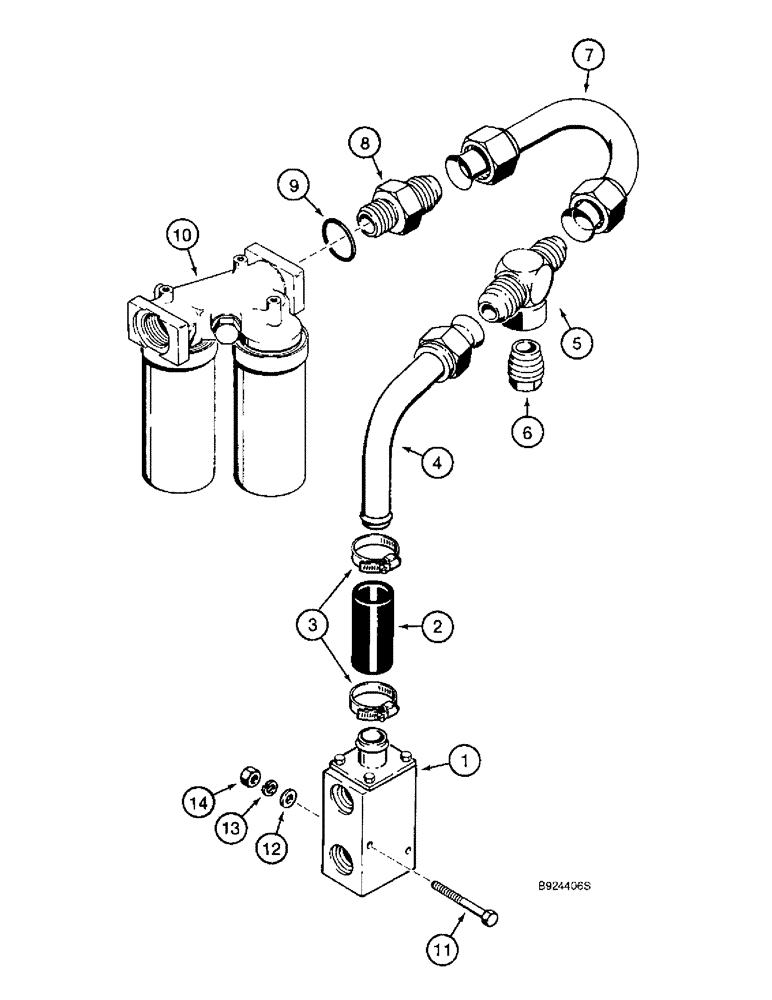 Схема запчастей Case 821B - (8-08) - HYDRAULIC CIRCUIT, COOLER BYPASS VALVE TO FILTER (08) - HYDRAULICS