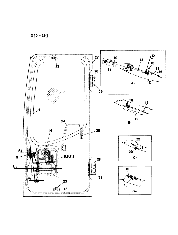 Схема запчастей Case CX135SR - (09-25) - CAB DOOR (09) - CHASSIS/ATTACHMENTS