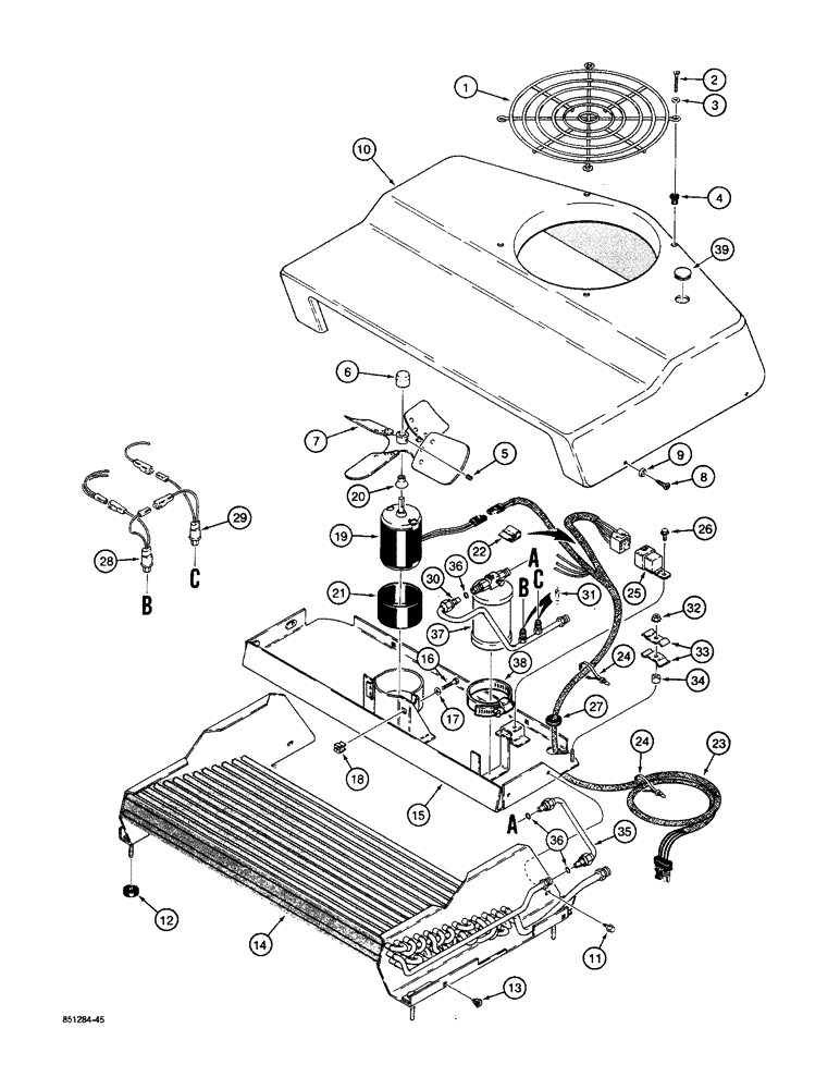 Схема запчастей Case W36 - (9-550) - AIR CONDITIONING CONDENSER - L115234, P.I.N. 9161226 AND AFTER (09) - CHASSIS