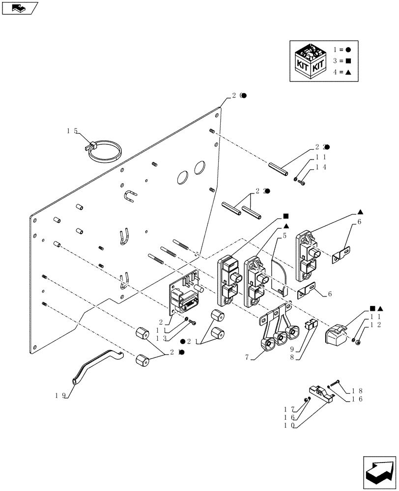 Схема запчастей Case 721F - (55.100.15) - RIGHT CONSOLE FUSE AND RELAY MOUNTING (55) - ELECTRICAL SYSTEMS