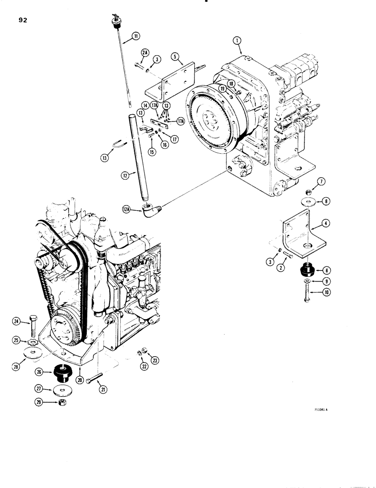 Схема запчастей Case W20 - (092) - TRANSMISSION AND ENGINE MOUNTS (06) - POWER TRAIN