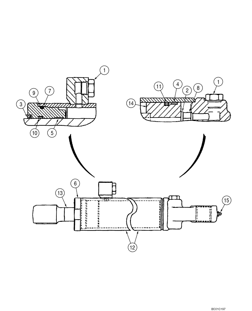 Схема запчастей Case 70XT - (08-21) - CYLINDER - LOADER BUCKET, 60XT(NA) BSN JAF0350356, 60XT(EU) BSN JAF0350743 (08) - HYDRAULICS