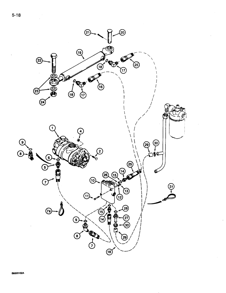 Схема запчастей Case 360 - (5-18) - STEERING HYDRAULIC CIRCUIT (05) - STEERING