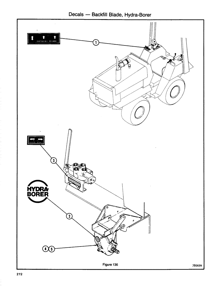 Схема запчастей Case DH5 - (272) - DECALS - BACKFILL BLADE, HYDRA-BORER (90) - PLATFORM, CAB, BODYWORK AND DECALS