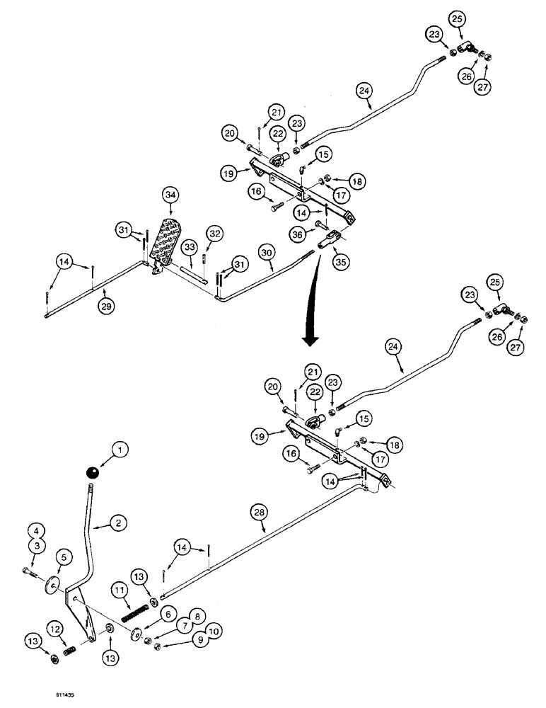 Схема запчастей Case 475 - (054) - THROTTLE CONTROL LINKAGE (10) - ENGINE