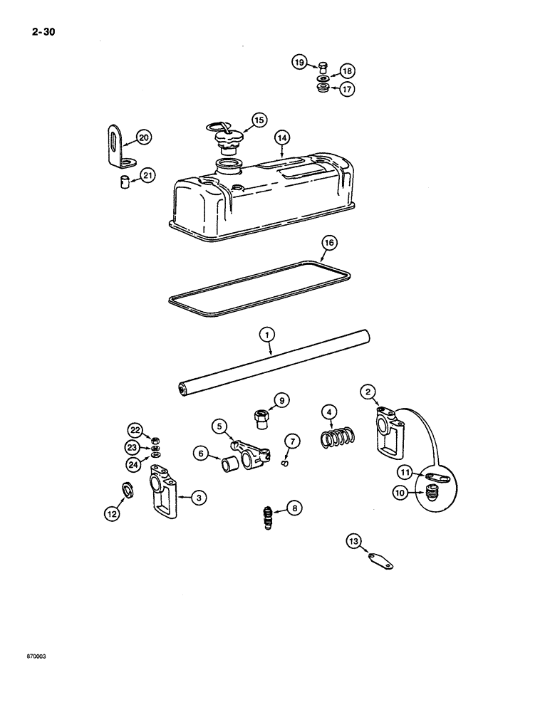 Схема запчастей Case CASE - (2-30) - ROCKER ARMS AND COVER (02) - ENGINE