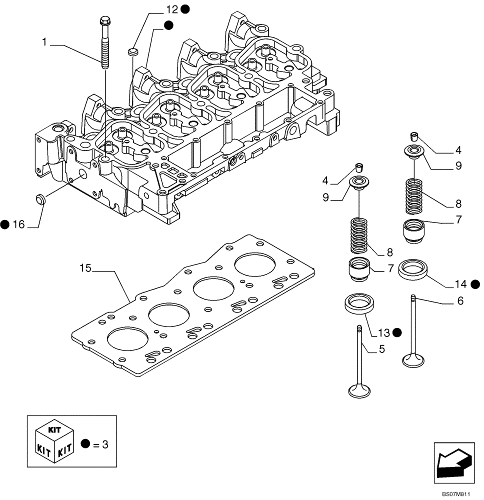 Схема запчастей Case 450CT - (02-16) - CYLINDER HEAD (02) - ENGINE
