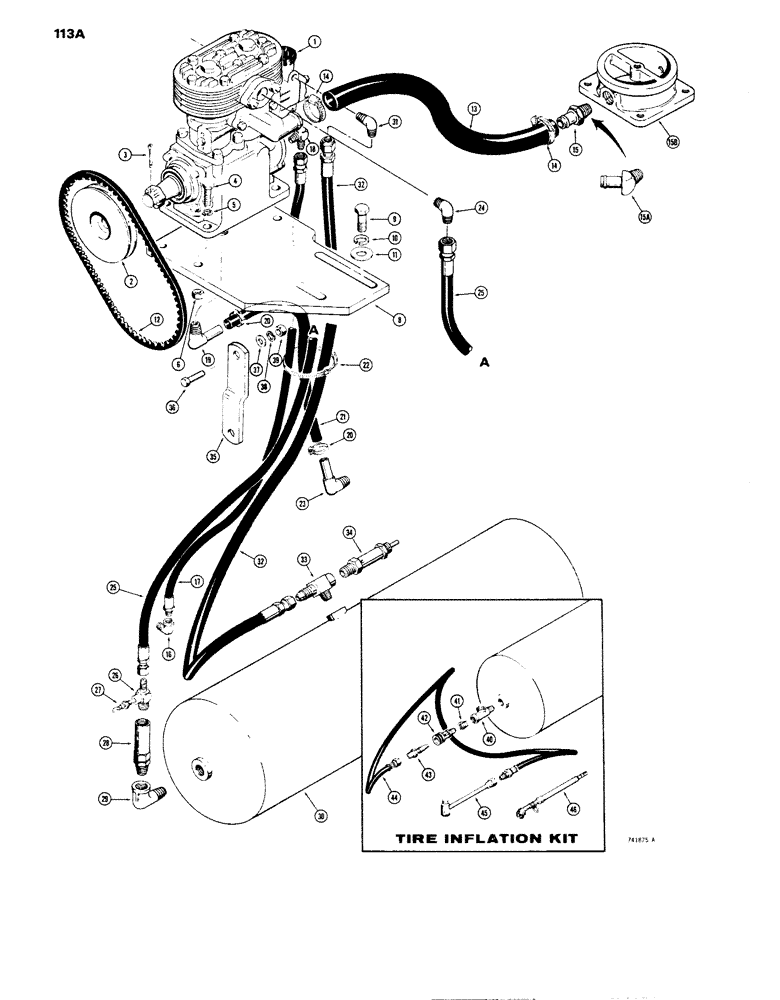 Схема запчастей Case W14 - (113A) - BRAKE SYSTEM, L17683 AIR COMPRESSOR AND RELATED PARTS, USED TRAC. S/N 9119152 AND AFTER (07) - BRAKES